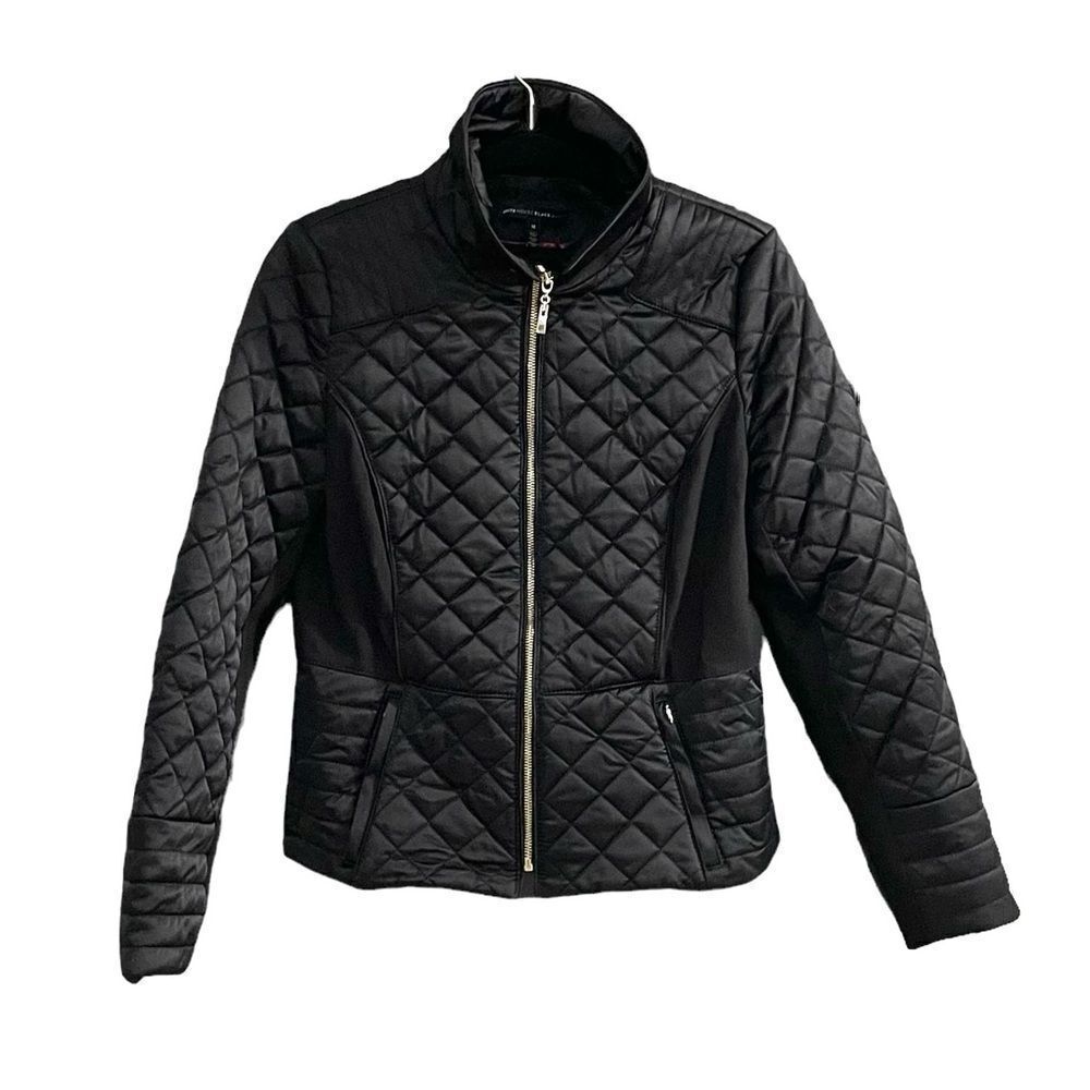 WHITE HOUSE BLACK MARKET Quilted Moto Style Front Zip Jacket Black M